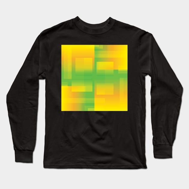 Gold and Green Squares Long Sleeve T-Shirt by Schadow-Studio